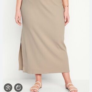 Old Navy Ribbed Maxi Skirt in Taupe with Side Slit